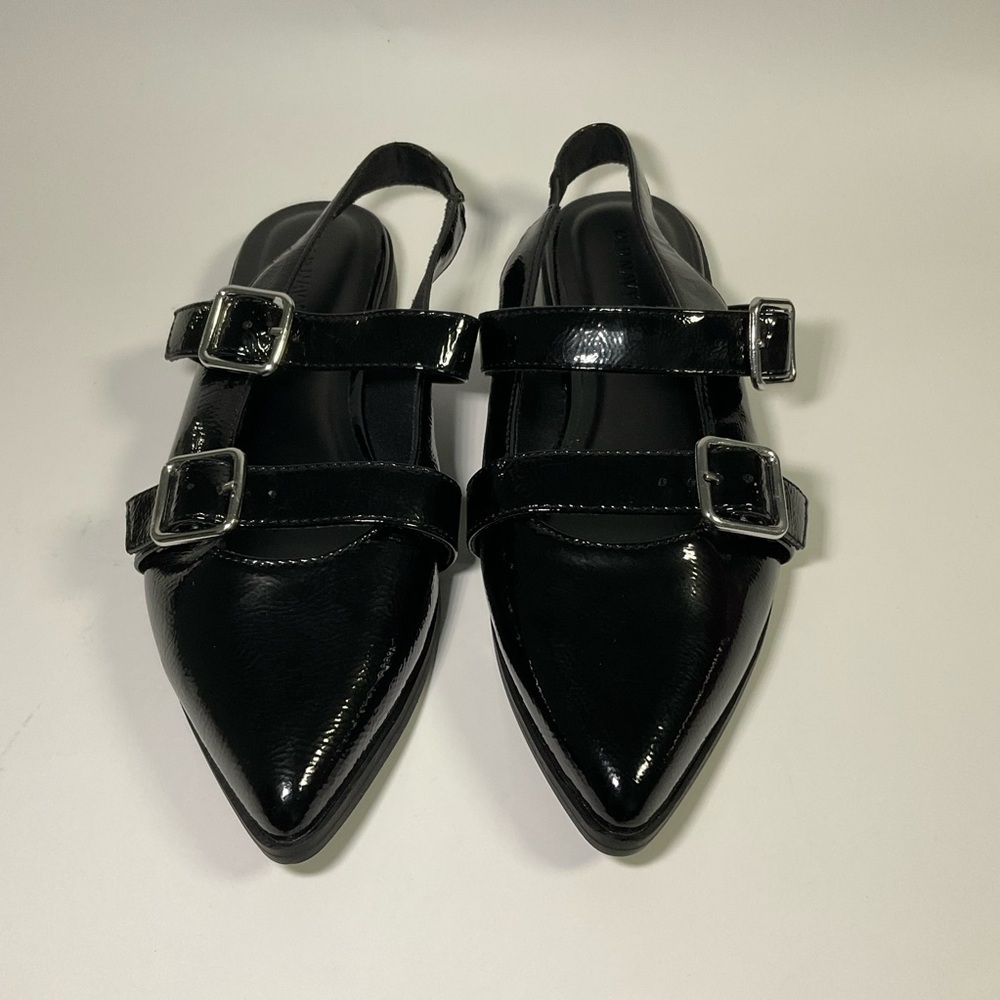 OLD NAVY Slingback Double Buckle Mary Jane Flats Black Size 8